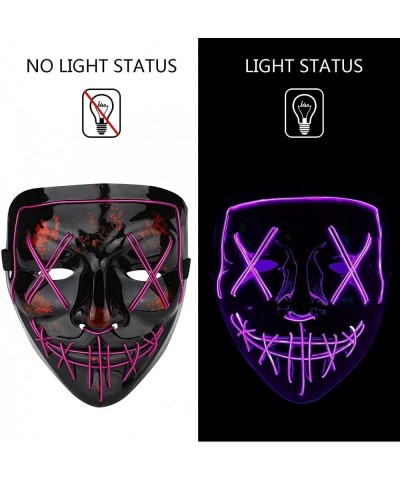 Halloween Mask LED Light up Mask Red Bundle with Purple for Festival Cosplay Halloween Costume Masquerade Parties $44.95 Kids...