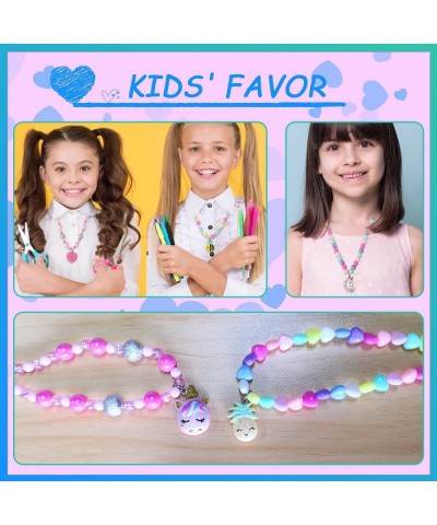 Jewelry Sets Beaded Necklace and Beads Bracelet for Kids Girls 10 Sets Unicorn Cat Bird Owl Necklace and Beads Little Favors ...