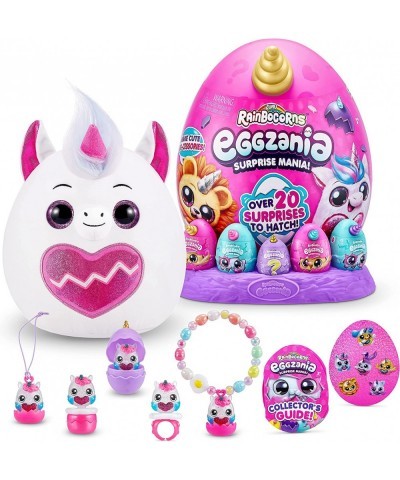 Eggzania Surprise Mania Series 1 (Unicorn) by ZURU Collectible Plush Stuffed Animal Surprise Eggs 5 Mini Eggs Stickers DIY Je...