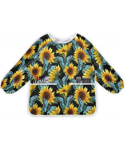 Smock for Kids Sunflower Flowers Blue Butterflies Long Sleeve Kids Art Smock Paint Aprons with Pockets for Age 4-6 Years $23....