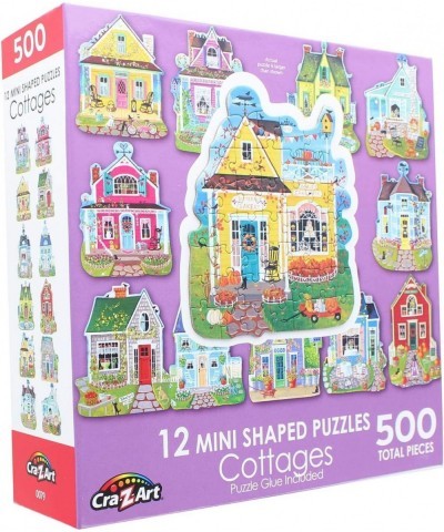 Sweet Cottages : A Collection of 12 Mini Shaped Puzzles Totaling 500 color coded pieces By Artist: Kim Leo $34.47 Board Games