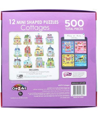 Sweet Cottages : A Collection of 12 Mini Shaped Puzzles Totaling 500 color coded pieces By Artist: Kim Leo $34.47 Board Games