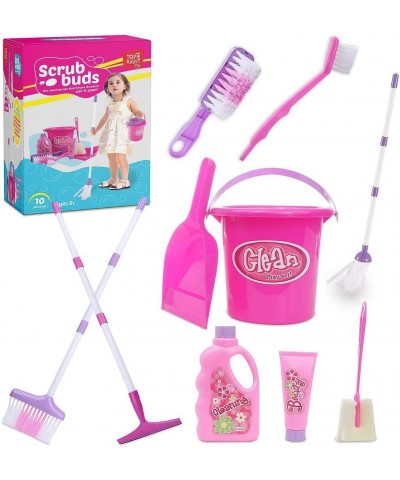 Kids Cleaning Set for Toddlers Pretend Play Broom Set with 28" Adjustable Extra Tall Broom Mop and Squeegee with 10 Accessori...