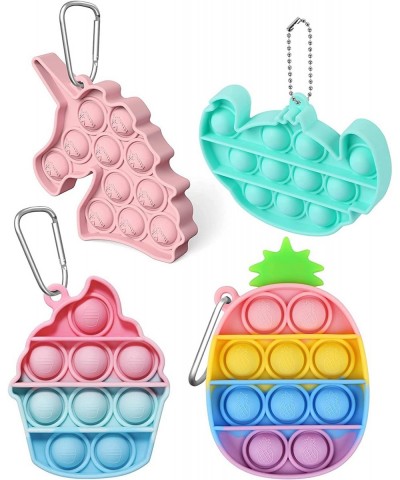 Pineapple Stitch Push Pop Bubble Fidget Sensory Toys Keychains 4 Pack Mini Popper Stress Reliever Silicone Squeeze Toy Keycha...