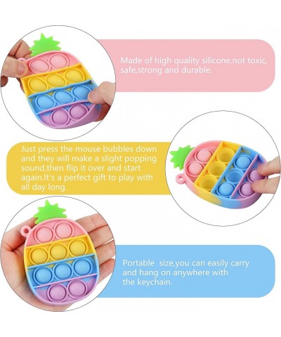 Pineapple Stitch Push Pop Bubble Fidget Sensory Toys Keychains 4 Pack Mini Popper Stress Reliever Silicone Squeeze Toy Keycha...