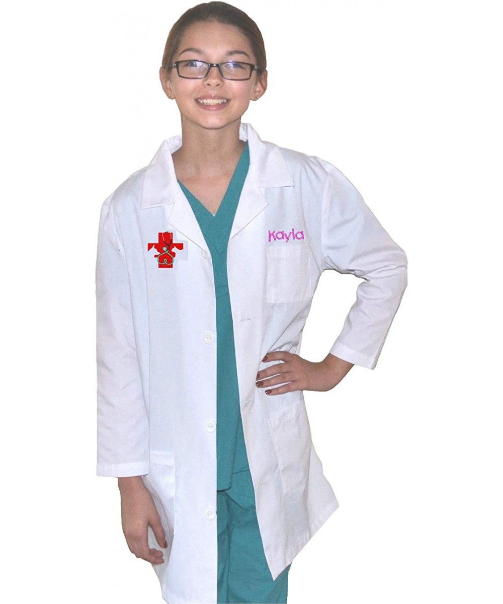 Custom Kids Veterinarian Lab Coat Cat Dog Embroidery Design $24.97 Kids' Costumes