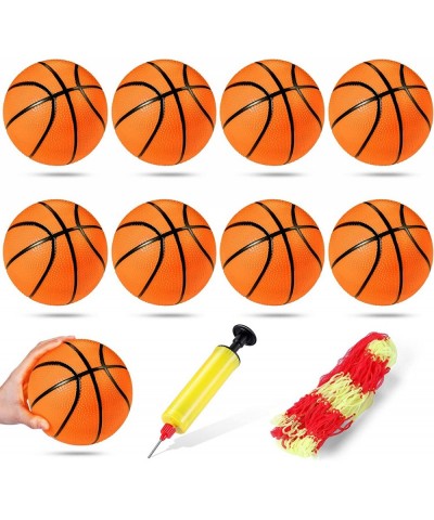 9 Pieces Toy Basketball Set Inflatable 6 Inch Miniature Basketball with 1 Pump and 1 White Red Basketball Storage Bag PVC Out...