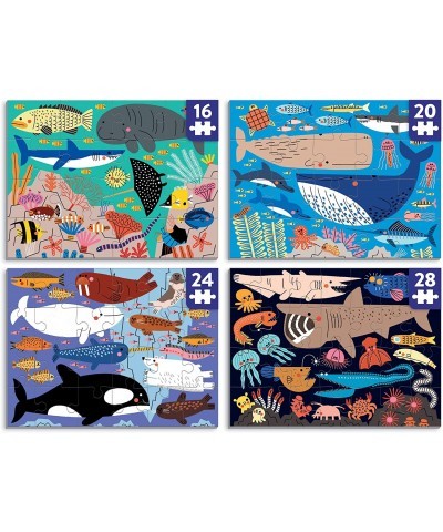 Oceans of The World Level Up! Puzzle Set from Mudpuppy Includes 4 Jigsaw Puzzles with 16 – 28 Pieces Features Beautifully Ill...