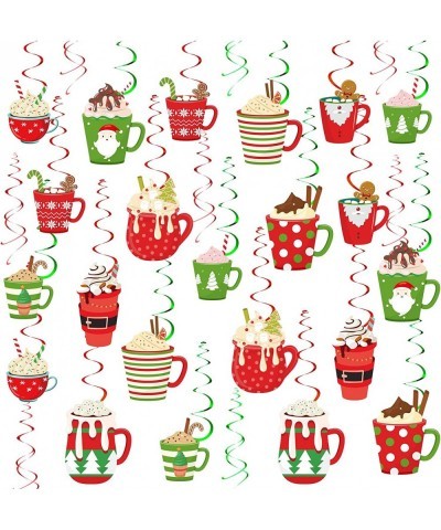 32 Pieces Christmas Swirl Hanging Decorations Hot Cocoa Christmas Decor Foil Ceiling Hanging Decorations Gingerbread Party St...