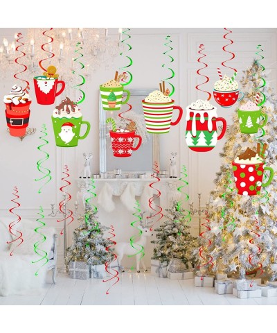 32 Pieces Christmas Swirl Hanging Decorations Hot Cocoa Christmas Decor Foil Ceiling Hanging Decorations Gingerbread Party St...