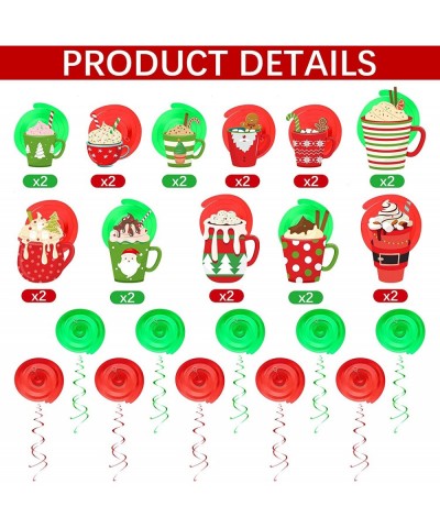 32 Pieces Christmas Swirl Hanging Decorations Hot Cocoa Christmas Decor Foil Ceiling Hanging Decorations Gingerbread Party St...