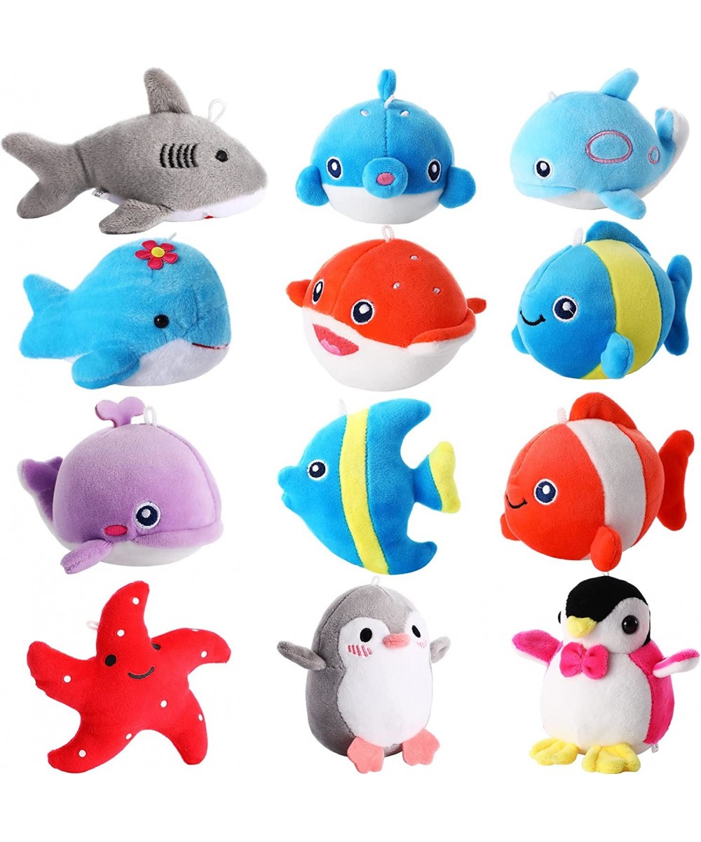 12 Pcs Mini Ocean Animal Plush Toys Sea Creatures Stuffed Toy Soft Plush Sea Life Small Stuffed Animals Plush Keychain Decora...