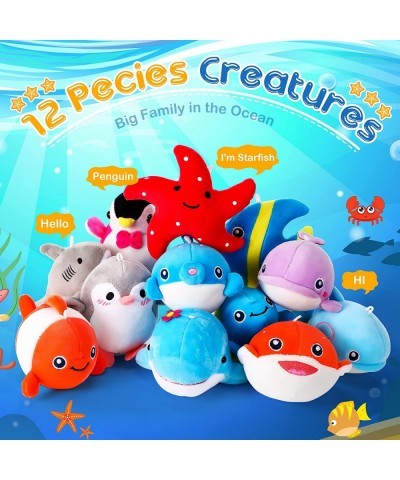 12 Pcs Mini Ocean Animal Plush Toys Sea Creatures Stuffed Toy Soft Plush Sea Life Small Stuffed Animals Plush Keychain Decora...