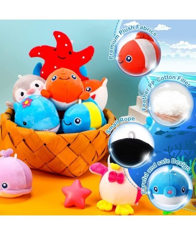 12 Pcs Mini Ocean Animal Plush Toys Sea Creatures Stuffed Toy Soft Plush Sea Life Small Stuffed Animals Plush Keychain Decora...