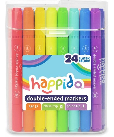 Happido Double-Ended Markers 24 Colors - Non-Toxic Brightly Colored Markers for Kids Coloring Drawing Crafts and More Comes w...