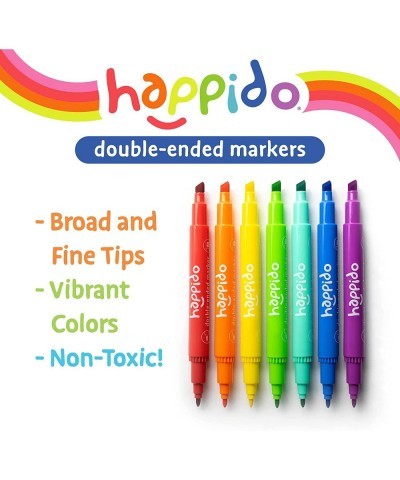 Happido Double-Ended Markers 24 Colors - Non-Toxic Brightly Colored Markers for Kids Coloring Drawing Crafts and More Comes w...