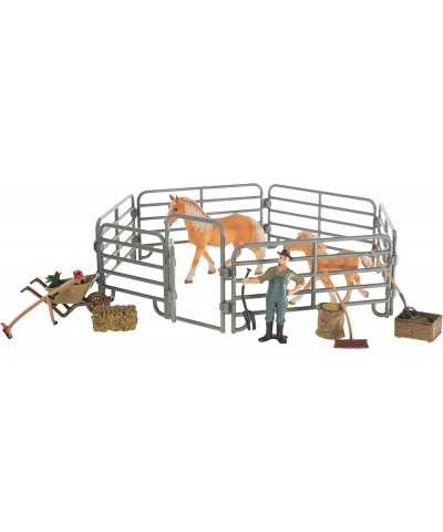 Farmer and Horses with Fence Children's Toy Figurine 9 Piece Playset $32.87 Play Figure Playsets