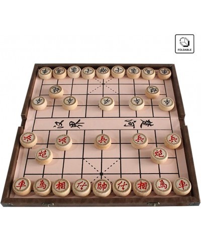 15 inch Chinese Chess Set with PU Leather Foldable Board Xiangqi Portable Chinese Chess Game Set Strategy Xiang Qi Board Game...