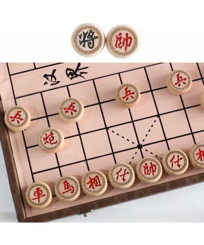 15 inch Chinese Chess Set with PU Leather Foldable Board Xiangqi Portable Chinese Chess Game Set Strategy Xiang Qi Board Game...