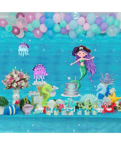 3 Pcs Underwater Bubbles Table Cover Ocean Waves Tablecloth Bubble Water Print Plastic Table Cover for Ocean Under The Sea Be...