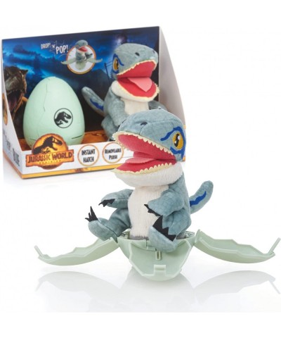 Jurassic World Drop 'n Pop Dino - Blue Velociraptor | Dinosaur Egg with Pop-up Plush Toy | Official Dominion Merchandise Gift...