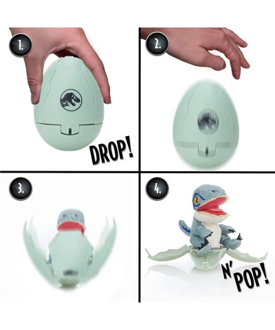 Jurassic World Drop 'n Pop Dino - Blue Velociraptor | Dinosaur Egg with Pop-up Plush Toy | Official Dominion Merchandise Gift...