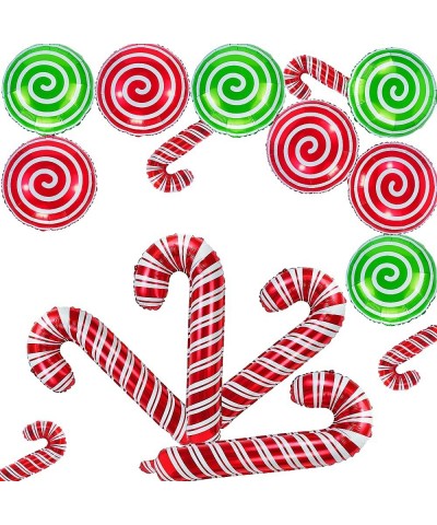 16 Pcs Christmas Candy Cane Foil Mylar Balloons Big Xmas Birthday Party Decoration Supplies Photo Backdrop Red And Green Swee...