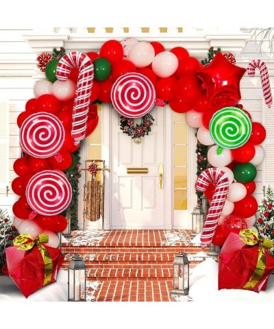 16 Pcs Christmas Candy Cane Foil Mylar Balloons Big Xmas Birthday Party Decoration Supplies Photo Backdrop Red And Green Swee...