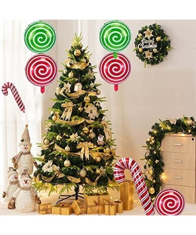 16 Pcs Christmas Candy Cane Foil Mylar Balloons Big Xmas Birthday Party Decoration Supplies Photo Backdrop Red And Green Swee...