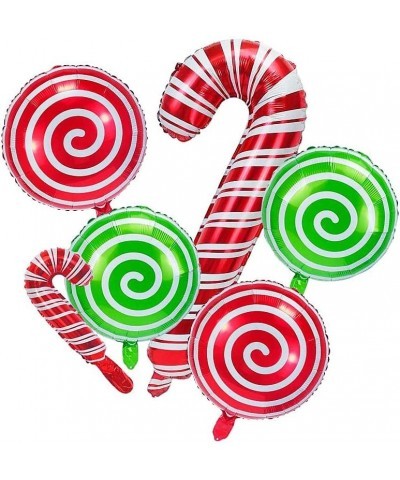 16 Pcs Christmas Candy Cane Foil Mylar Balloons Big Xmas Birthday Party Decoration Supplies Photo Backdrop Red And Green Swee...