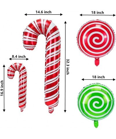 16 Pcs Christmas Candy Cane Foil Mylar Balloons Big Xmas Birthday Party Decoration Supplies Photo Backdrop Red And Green Swee...