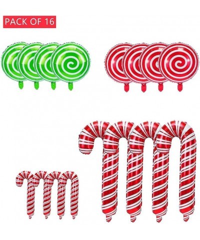 16 Pcs Christmas Candy Cane Foil Mylar Balloons Big Xmas Birthday Party Decoration Supplies Photo Backdrop Red And Green Swee...