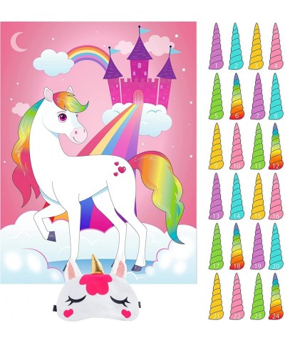 JOYIN 24 Pieces Pin The Unicorn Horn and Make a Face Sticker Mix and Match Favors Party Games Unicorn Themed Party Games Art ...