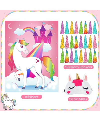 JOYIN 24 Pieces Pin The Unicorn Horn and Make a Face Sticker Mix and Match Favors Party Games Unicorn Themed Party Games Art ...