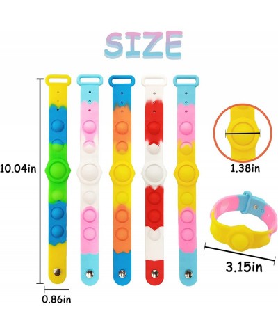 Pop Wristband Fidget Toys 5 Pack Fidget Bracelet Autism Sensory Toys Push Bubble Silicone Bracelet Toy for Kids and Adults An...